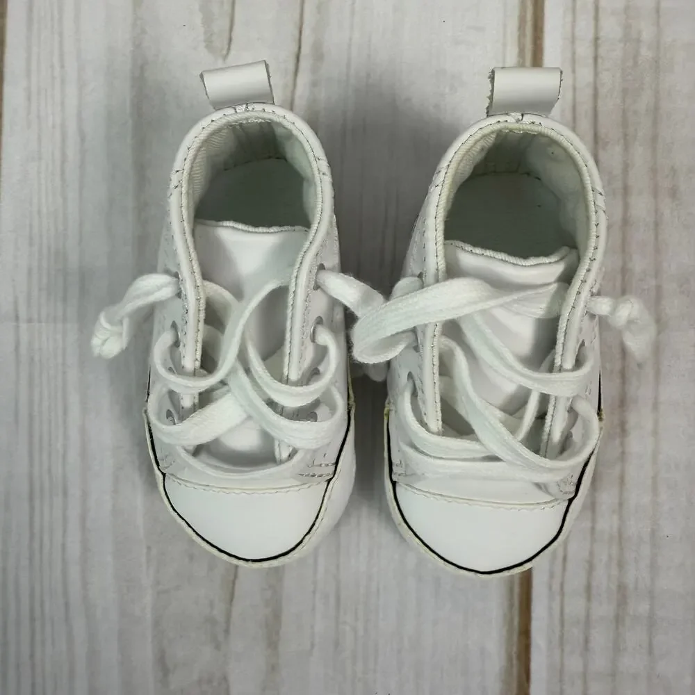 Converse All Star Crib Shoes Toddler Baby White High Top Sneakers Size 2